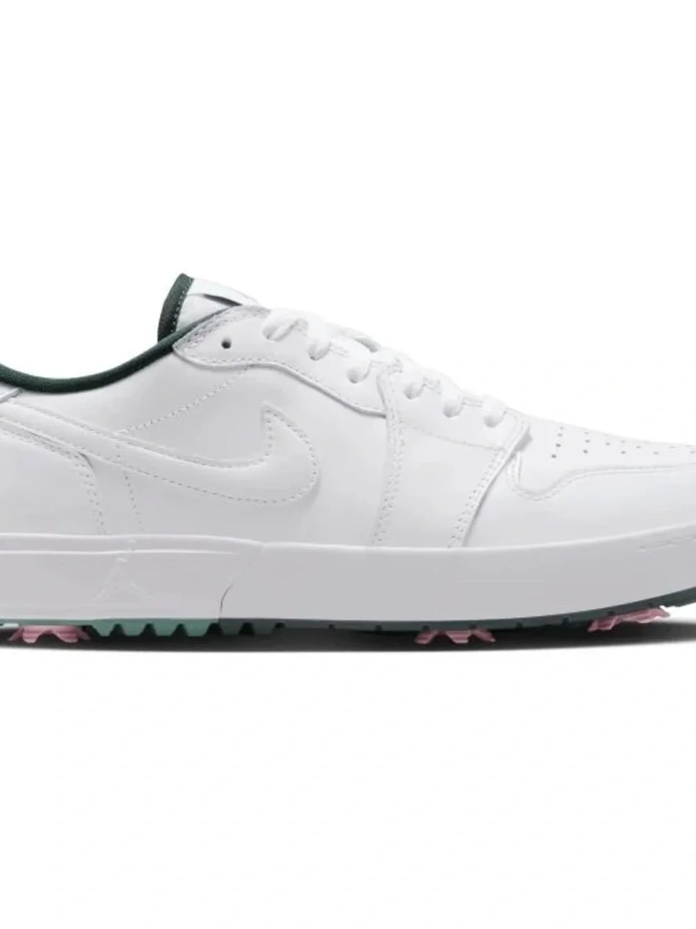 Jordan Men’s White Sneakers with Dark Green and Pink Accents